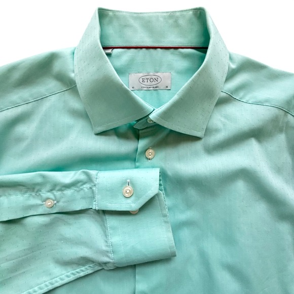 Eton Other - Eton Dress Shirt Mens 16 41 Mint Green Textured Contemporary Fit Business Luxury